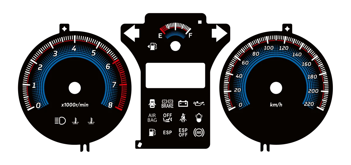 Redrawn — Instrument panel artwork
